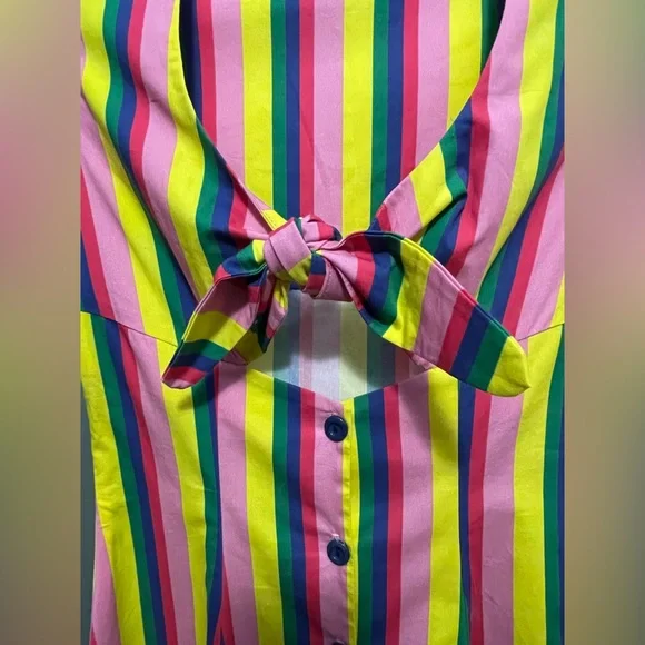 STAUD ALICE TIE-FRONT STRIPED DRESS IN MULTI COLOR SIZE 0 NWOT - Picture 2 of 4